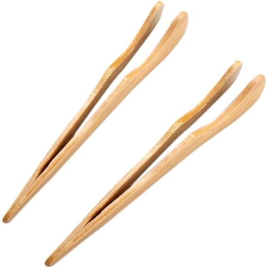 Lot De 2 Pinces à Pain En Bambou De 25 Cm - Ustensile De Cuisine Réutilisable, écologique, Pour Griller, Cuisiner Et Servir