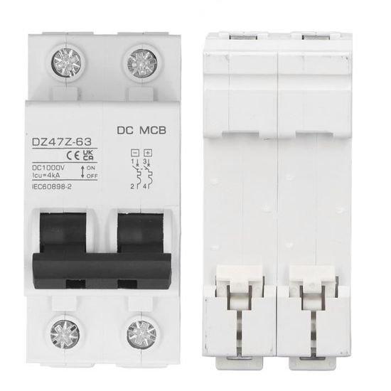 Disjoncteur DC 125A • 250V • 1P • Pour Solaire, Voiture électrique • Montage Rail DIN • Protection Surcharge