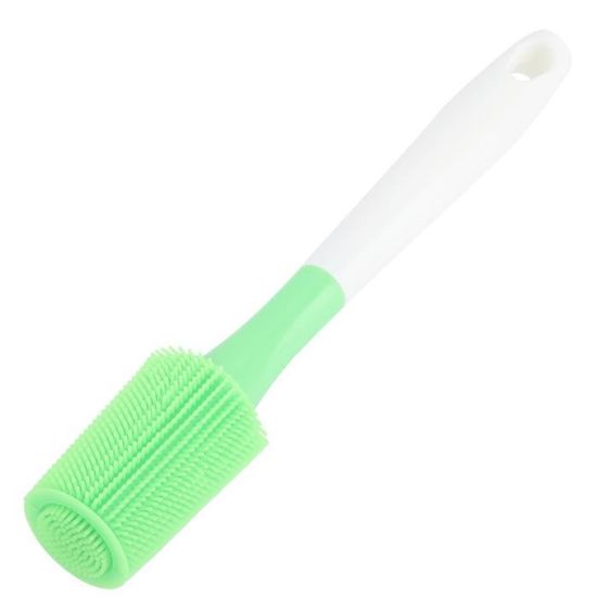 Brosse de nettoyage en silicone pour bouteilles de vase et verrerie, brosse de nettoyage pour bouteilles d'eau, conteneurs de lavage, rouge