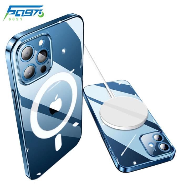 pour iphone 11 - coque arrière de chargeur sans fil magnétique, étui de téléphone souple TPU