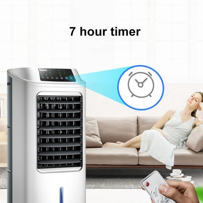 HAIER Climatiseur Mobile Silencieux Rafraîchisseur d'air 3 en 1 Portable Humidificateur Bureau Avec Télécommande Noble Blanc