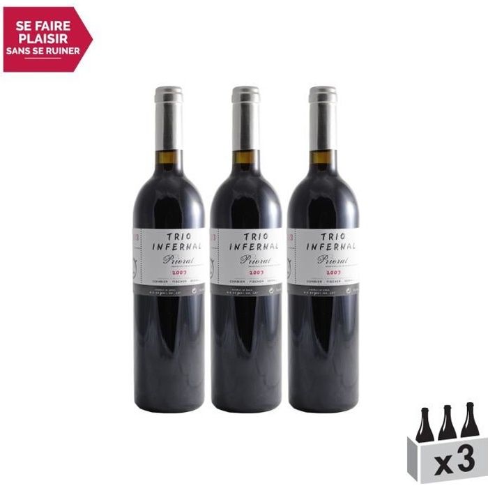 Priorat Priorat 1-3 Rouge 2003 - Lot de 3x75cl - Trio Infernal - Vin D.O Rouge - Origine Espagne - Cépages Cabernet Sauvignon,