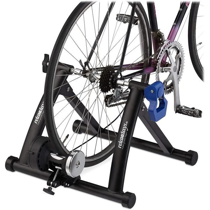 Relaxdays - Vélo Mixte Adulte - Vélo Roulant Pliable pour vélo 26- à 28- - Intérieur - Frein magnétique - Antidérapant - Noir - 41 x