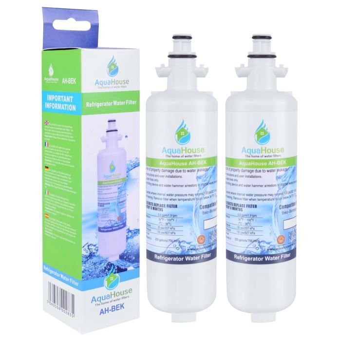 2x AquaHouse AH-BEK Réfrigérateur Filtre à eau pour Beko 4874960100, Lamona HJA6110 LAM6100, Blomberg KFD9952PXDUK Grundig GSN9440XA