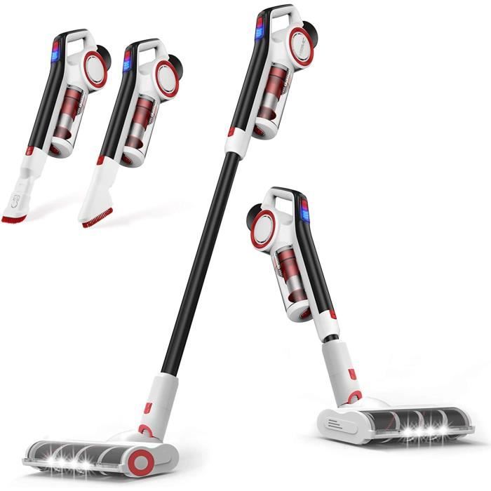 Aspirateur Balai Sans Fil 26000pa 4en1 350W Aspiration Puissante 2 Vitesses Silencieux Batterie Rechargeable
