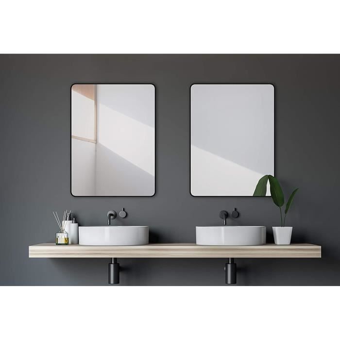Talos Design Miroir Mural en Aluminium Noir Mat 80 x 60 cm Black Living265