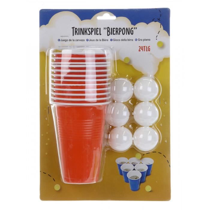 Jeu Beer Pong Bière et d'Alcool Jeu à Boire Fête Soirée 24pcs Gobelets et Balles