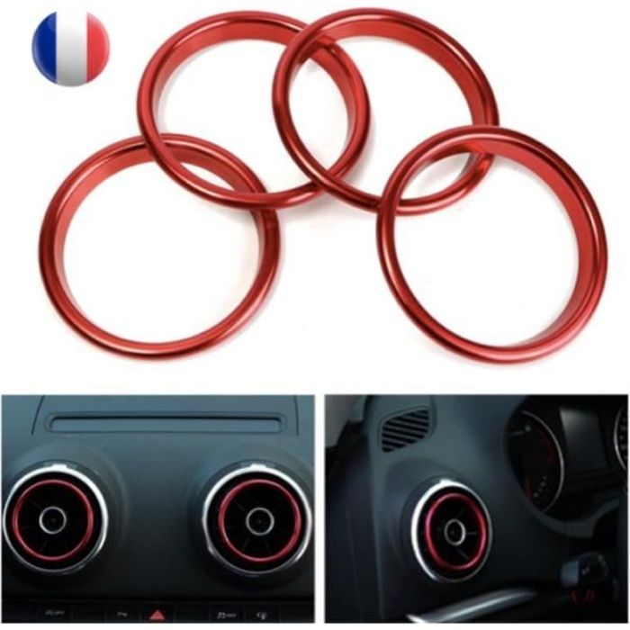 Cercle anneau POUR AUDI A3 rouge bague buse grille de ventilation aération sport LOT DE 4 ANNEAUX cerclage des grilles d'aération