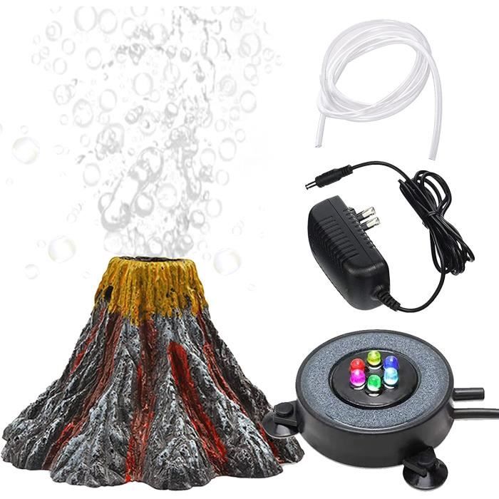 Kit de décoration pour aquarium Volcan Multicolore Lumière LED Pierre à air pour aquarium Accessoire de pompe à air Bulleur d 457