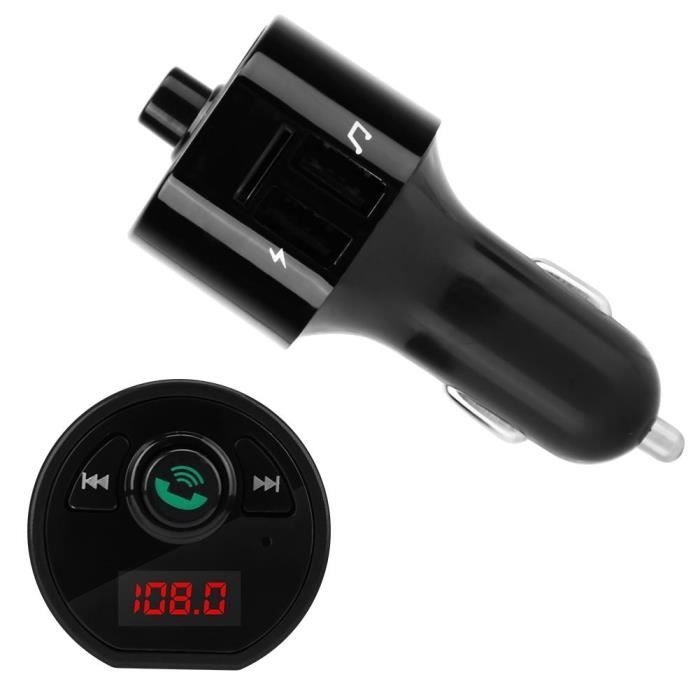 ARAMOX Émetteur sans fil Émetteur audio Bluetooth sans fil pour voiture Adaptateur radio FM Double chargeur USB Lecteur MP3 (noir)