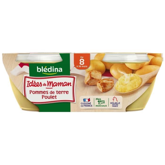 BLEDINA Les idées de maman Purée de Pomme de terre poulet - Dès 8 mois - 2x200 g