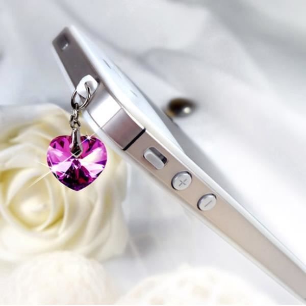 Accessoire Bijoux SmartPhone Coeur orné de cristaux de Swarovski Rose