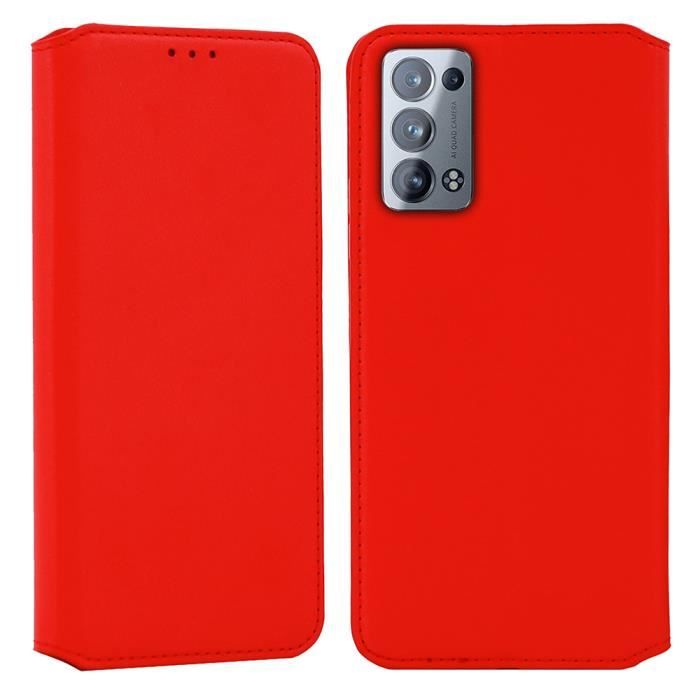 Coque Oppo Reno 6 Pro 5G , Portefeuille Cuir PU - Rouge