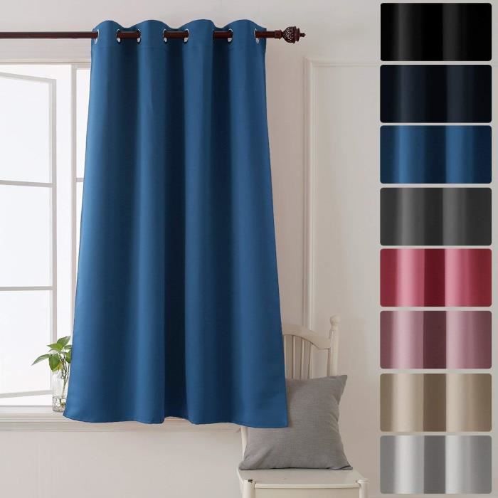 Deconovo Rideau Isolant Thermique Rideau Occultant Oeillet Rideau pour Livingroom 132x160cm Bleu Fonce