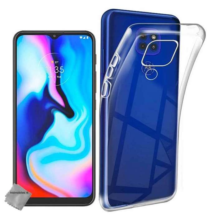 Coque silicone gel fine pour Motorola Moto E7 Plus + verre trempe - TPU TRANSPARENT