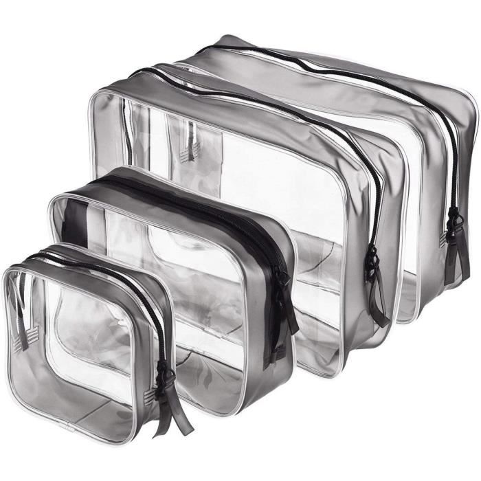Leytn® 4 Pcs Trousse de Toilette Transparente Portable Sac Pochette de Maquillage PVC Étanche pour Voyage Salle de Bain