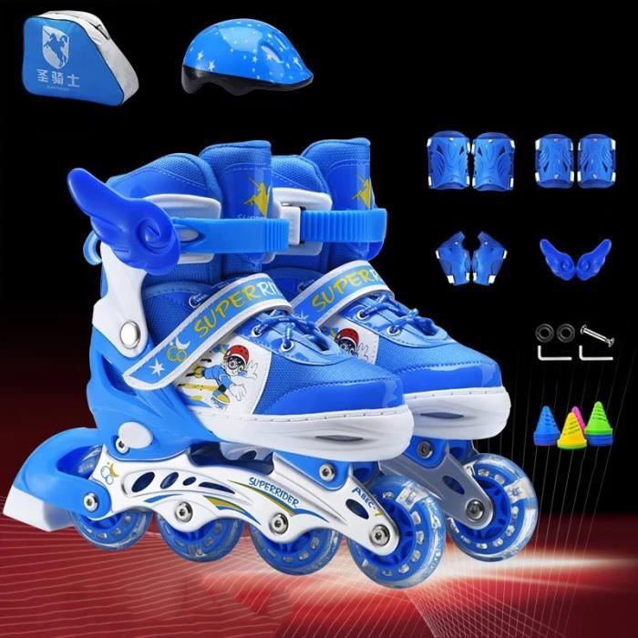 Roller Inline de marque Rollers Enfant Réglables avec Flash - Ensemble de roller - Bleu A 8038