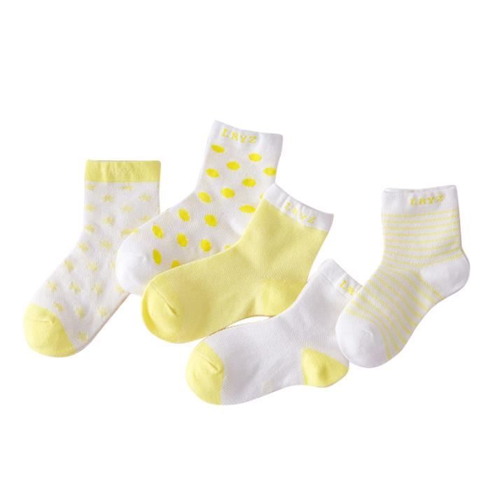 5 paires de chaussettes bébé jaune simples lavables en coton portable petites pour enfants tout-petits CHAUSSETTES - SOQUETTES