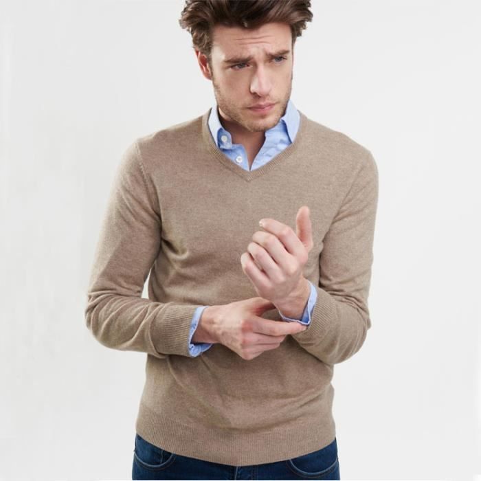 Pull En Cachemire Pour Hommes À Col En V De Chandails