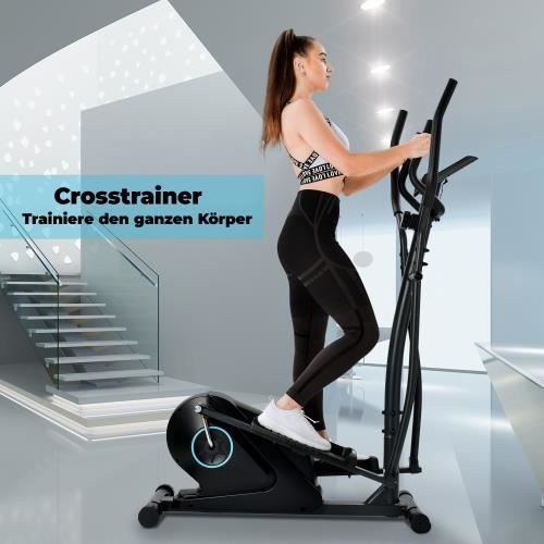【8 niveaux de résistance】 Vélo elliptique magnétique de luxe - Volant d'inertie à 2 voies de 5,0 kg - bleu