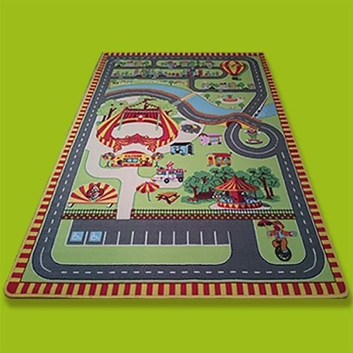 Tapis jeu enfant [130 X 200 cm] - TAPITOM® - Cirque (et son chapiteau) + ses routes pour petites voitures