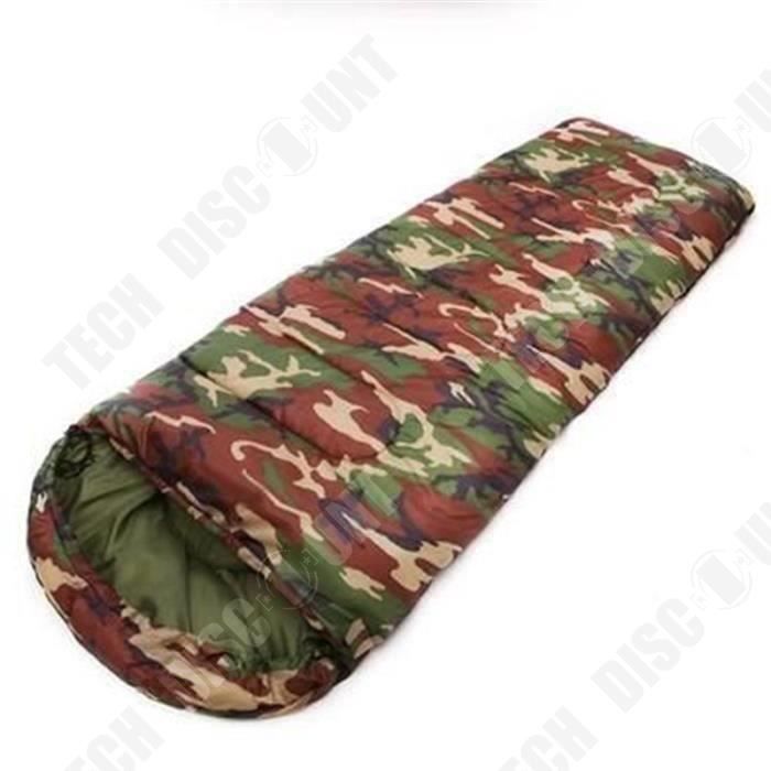 TD® Sac de couchage camouflage, 210 x 75 cm, long/robuste/chaud, confortable, performances thermiques exceptionnelles/camping