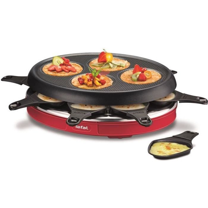 TEFAL RE138512 Appareil à raclette multifonctions Colormania 8 personnes Rouge