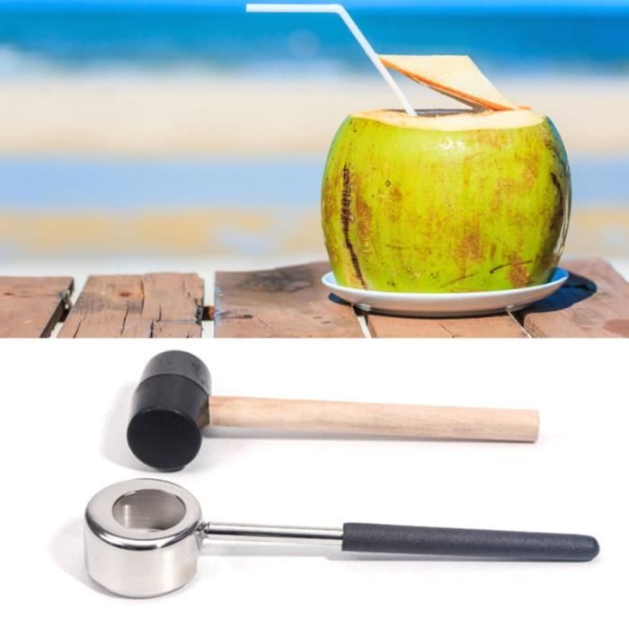 Ouvre-boîte à noix de coco Ouvre-porte en acier inoxydable de qualité alimentaire avec TIRE-BOUCHON - DECAPSULEUR - LIMONADIER