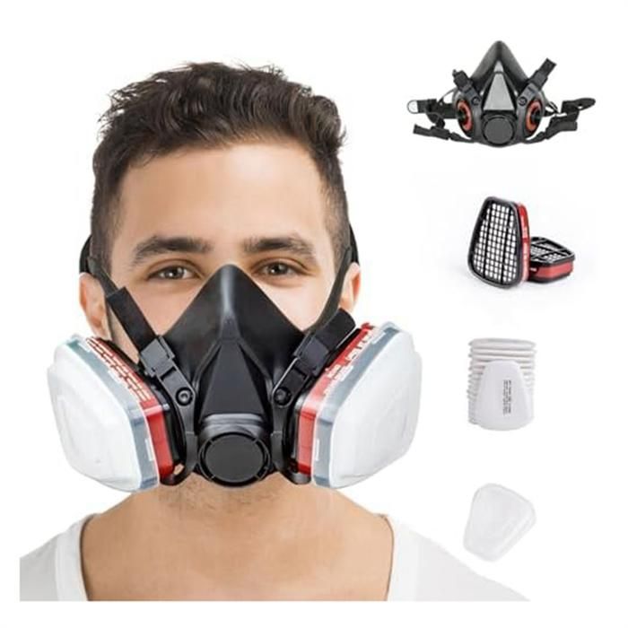 Masque De Protection Respiratoire Complet - Anti-Poussière, Peinture, Gaz, Avec Filtre à Charbon Actif