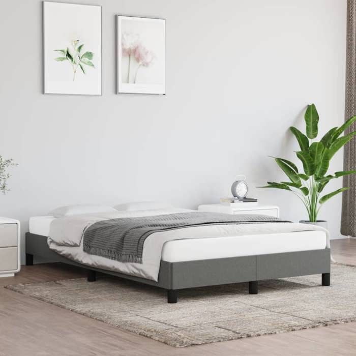vidaXL Cadre de lit sans matelas gris foncé 120x190 cm tissu 379483
