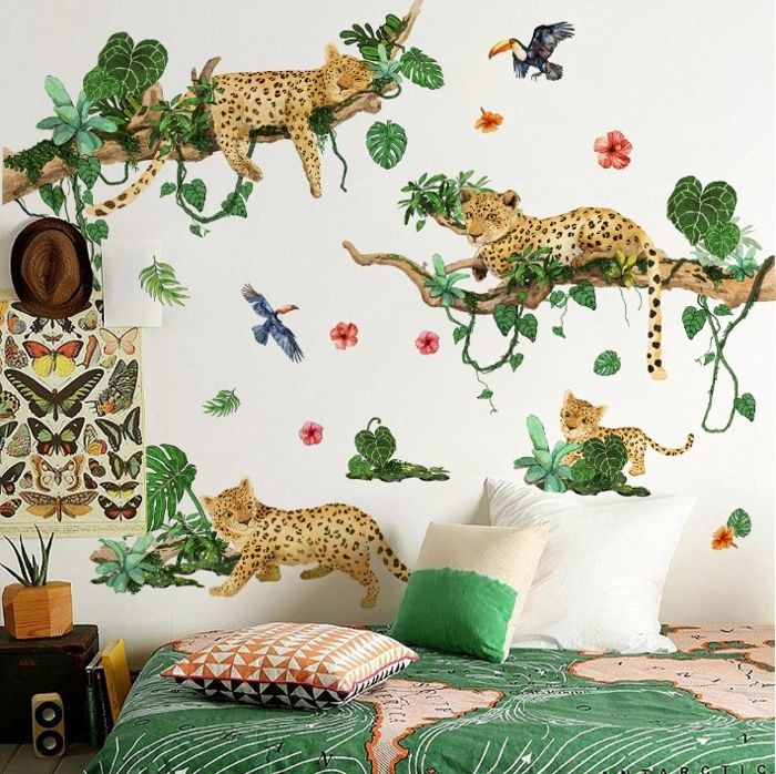 Stickers Muraux 3 Tigres - Autocollants Décoratifs Pour Chambre Enfant, Salon, Facile à Poser Et Enlever Sans Résidu