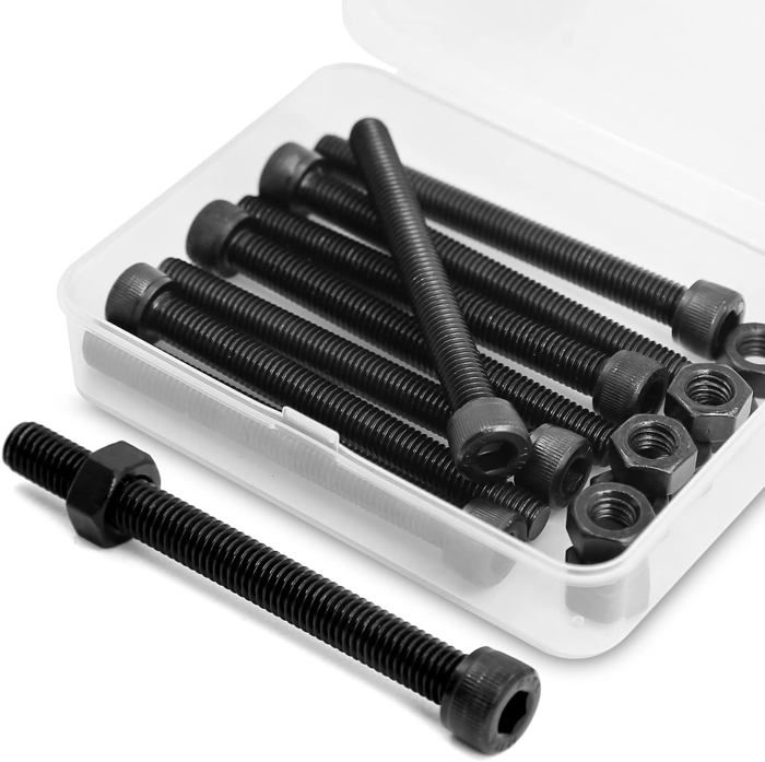 Vis M4x100mm Tête Moletée Noire - 5 Pièces Acier Allié 12.9 - Boulon Haute Résistance