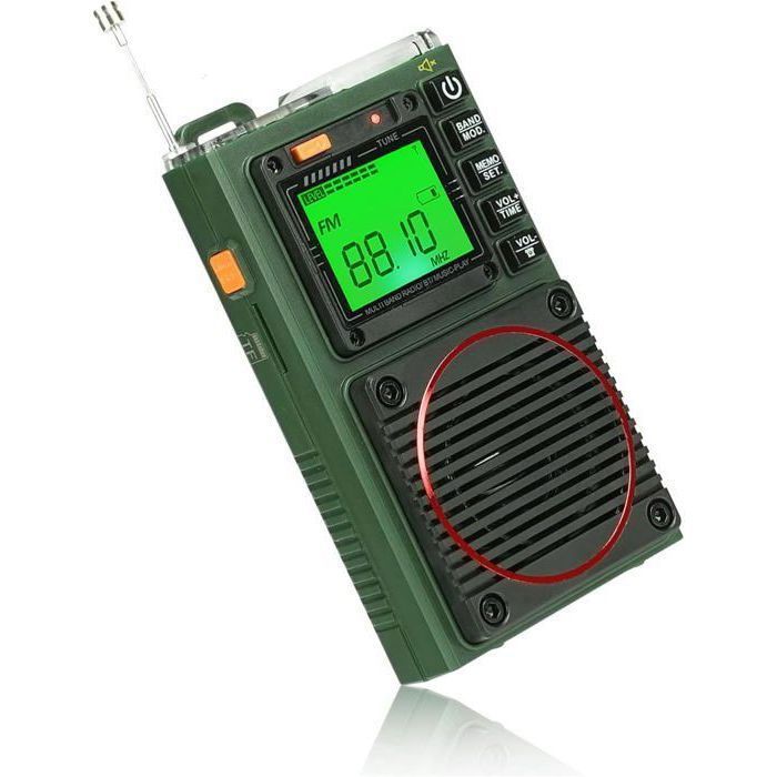 Retekess TR111 Portable MultibandeRadioFM VHF AM SW WB RadioAlarme SOS Stéréo BasseTélécommande Intelligente dApplicationMP3/TF