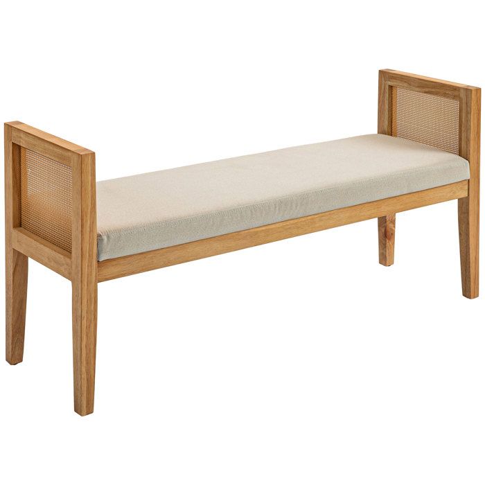 Banc Scandinave AltoBuy Skully - Imitation Fourrure Beige - Pin Massif - 60x32x40cm