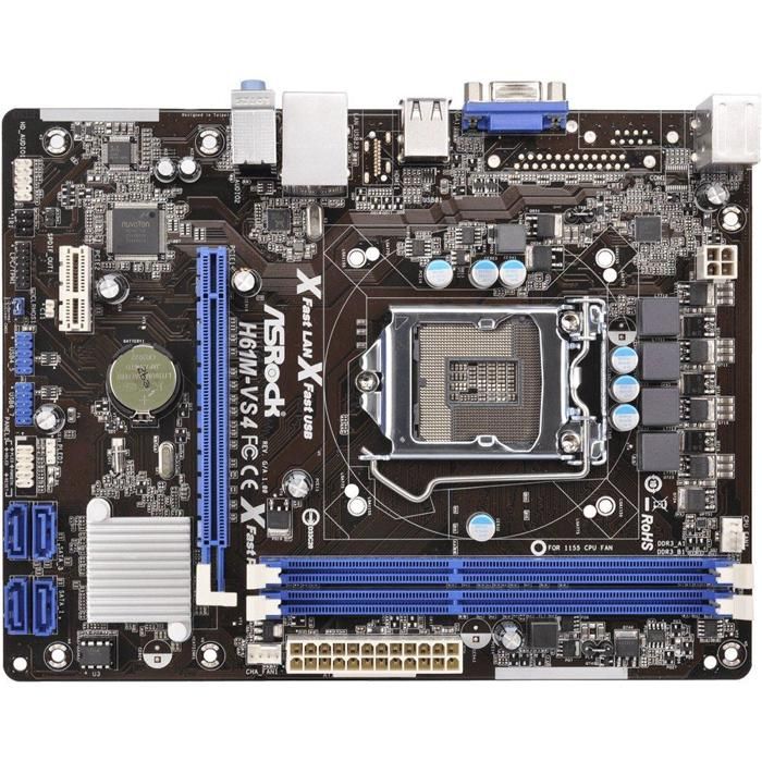 Carte mère ASRock H61M-VS4 Intel H61 LGA 1155 2xDDR3 16GB Micro ATX Reconditionné - ASRock reconditionné disponible sur Cdiscount Seconde Vie