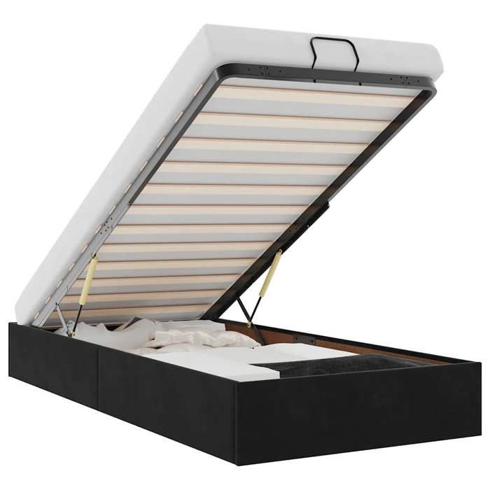 Lit simple Contemporain Cadre de lit ottoman sans matelas noir 90x200 cm velours - 1 Place SP20569BED53973270