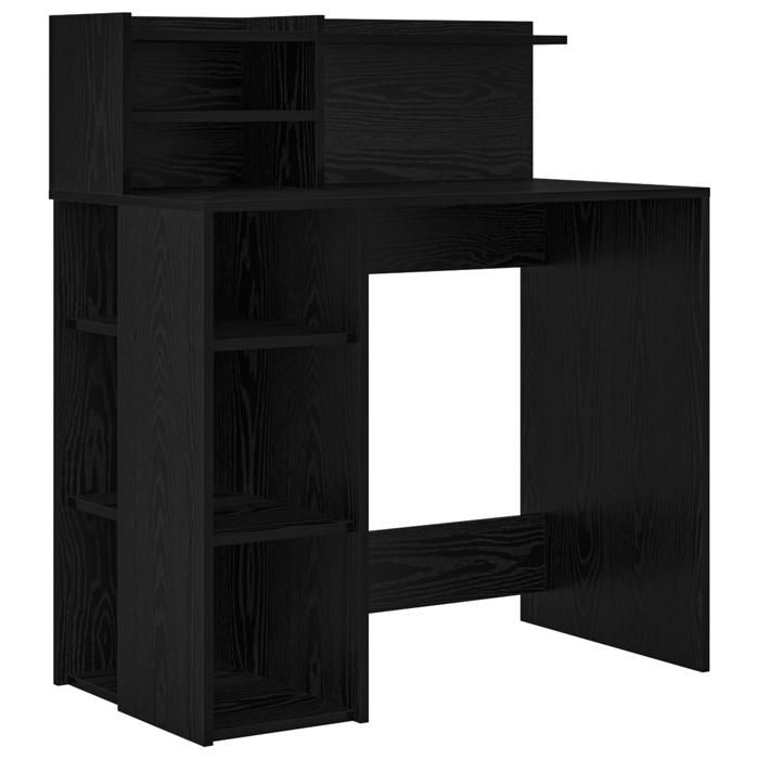 CLOUD Bureau à domicile Table de travail avec rangement - Chêne Noir 90x48x1015 cm Bois dingénierie ll229