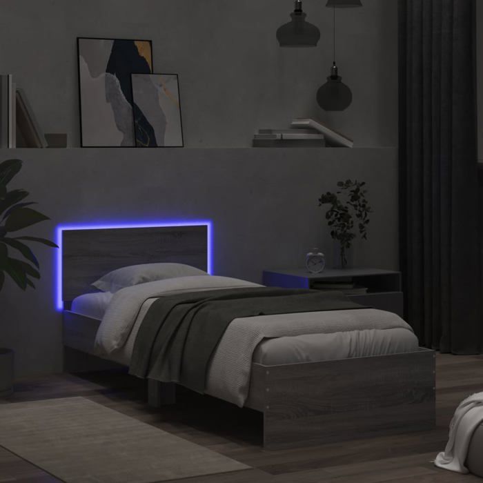 CLARENCE® Structure de lit - Pour Adulte ou enfant - sans matelas - avec lumières LED - 90x200 cm LV753