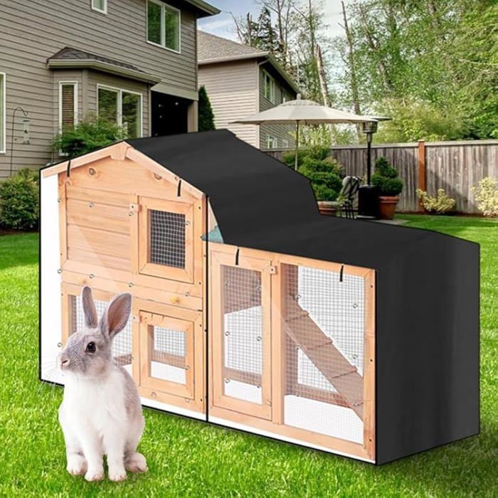 Meilleurs prix pour Housse de clapier triangulaire impermable pour lapins et cochons Inde protection contre la pluie la black 147x52x86cm bla CLAPIER