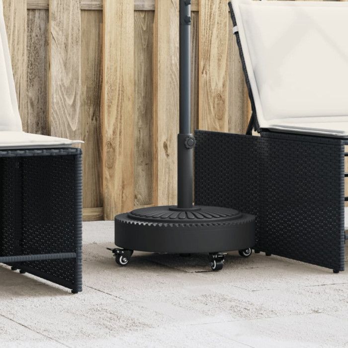Base de parasol avec roues pour mâts Ø38 48 mm 27 kg rond