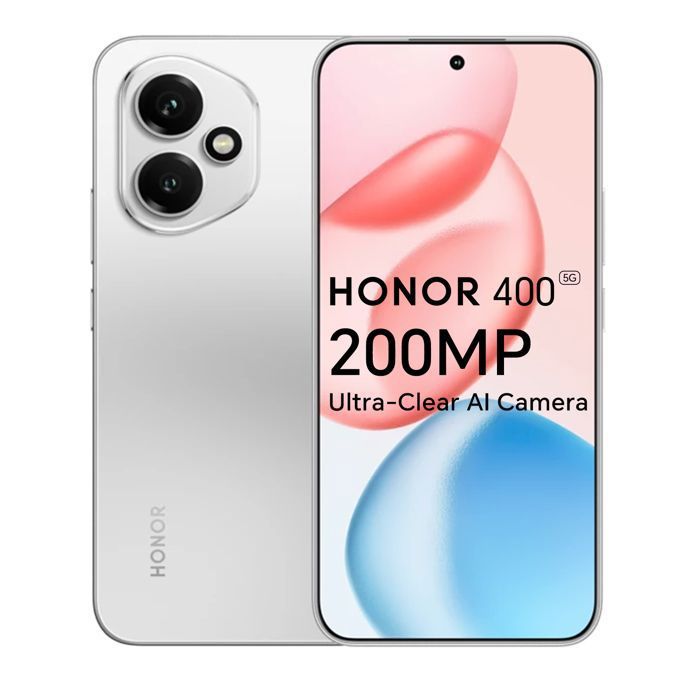 Smartphone 5G - HONOR 400 - 8Go RAM - 512Go - Argent - Caméra Ultra HD 200MP avec IA - 5300mAh - EU version