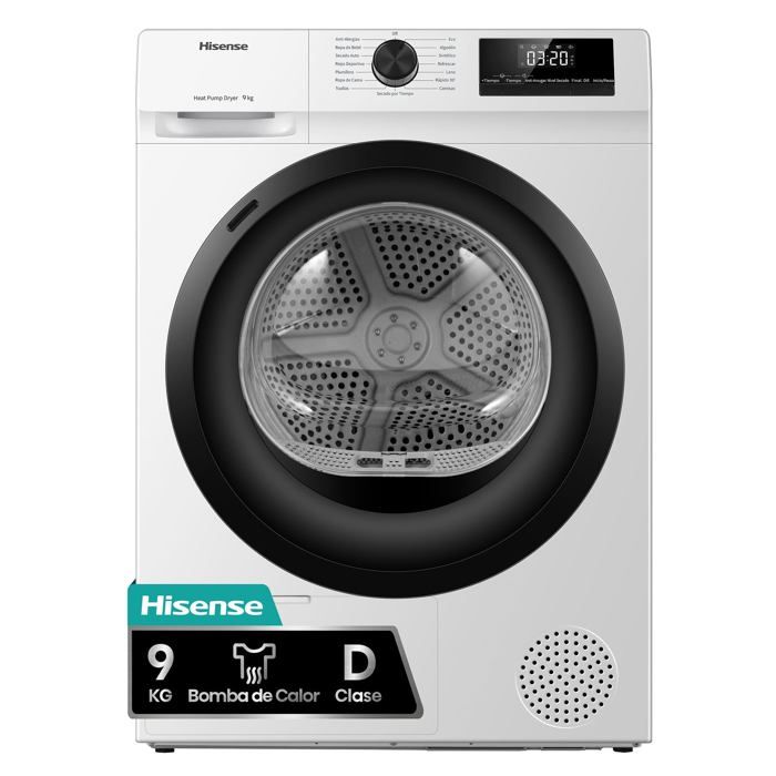 Sèche linge Hisense DHQE900UWDC Capacité 9 kg 590x595x845 mm 44 kg Économie dénergie - vue 1