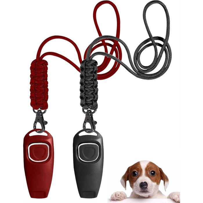 Sifflet de rappel pour chien à haute fréquence rappel professionnel aide à lentraînement comportemental (rouge + noir)