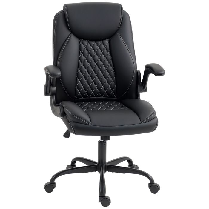 Fauteuil de bureau - HOMCOM - accoudoirs relevables hauteur réglable fonction de bascule - polyuréthane - 65x67x100-110cm - noir