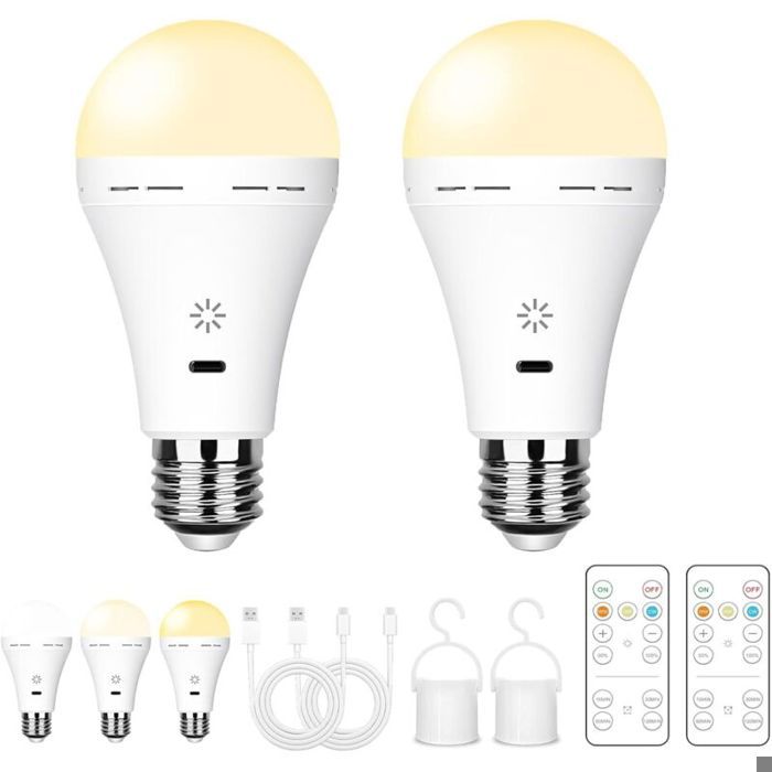 Ampoule LED rechargeable - PZCC - PZCC - E27 - 5W - Batterie 2600mAh - Télécommande