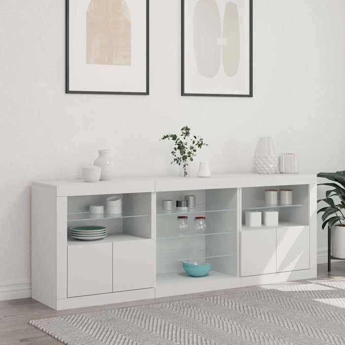 Vaisselier de Rangement - Blanc - Buffet de Séjour（1 pc) - Éclairage LED RVB - blanc 181 5x37x67cm LH1427439