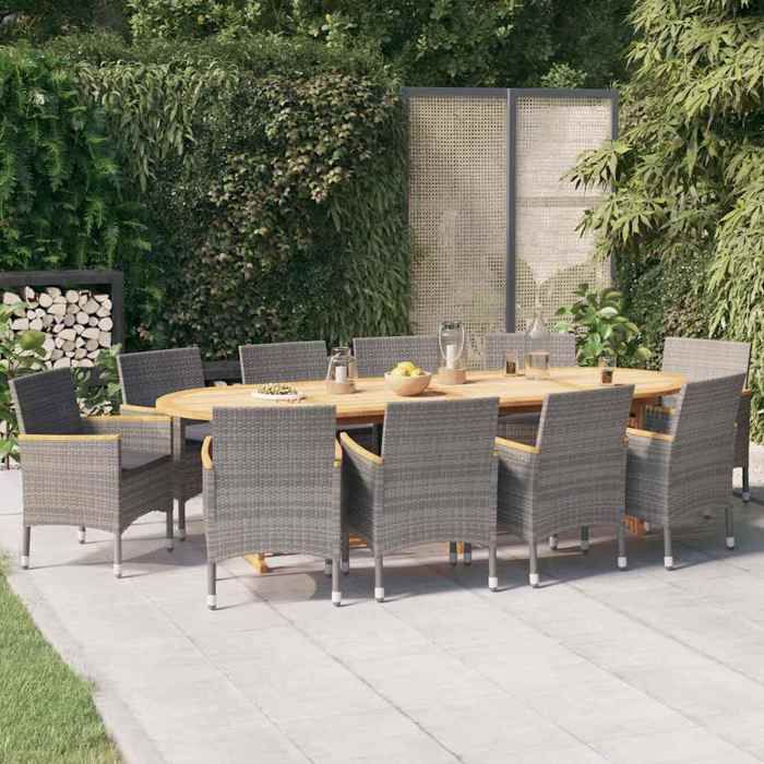 Maison Exclusive - Ensemble à manger de jardin 11 pcs avec coussins Gris