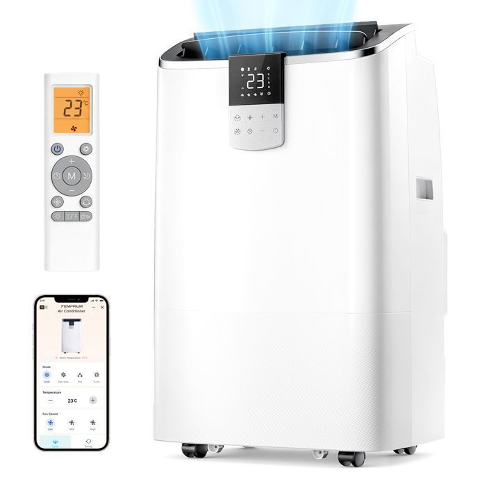 Climatiseur mobile EUHOMY EUHOMY , , 25 m², Fonction 4-en-1,48 dB, classe énergétique 14000 BTU