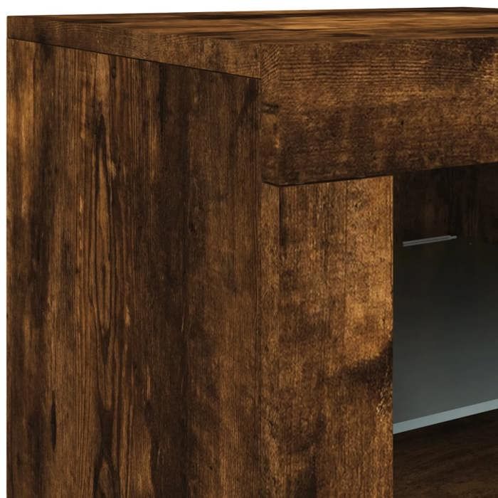 Design Buffet/Placard de cuisine Brun - Buffet avec lumières LED chêne fumé 142 5x37x67cm 47.89 Kg 563240 8182215