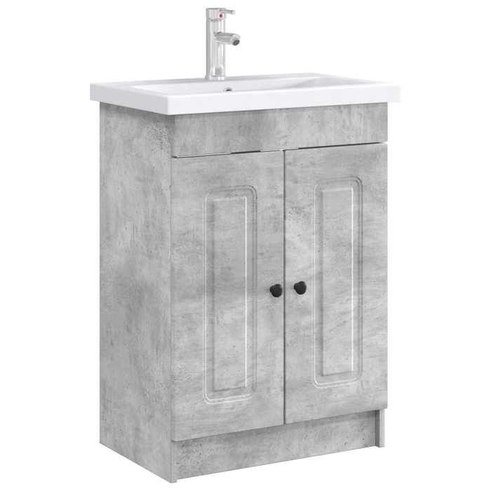 Armoire sous évier de salle de bain - vidaXL - bois dingénierie - gris béton - 785 x 375 x 81 cm 445uwt22h